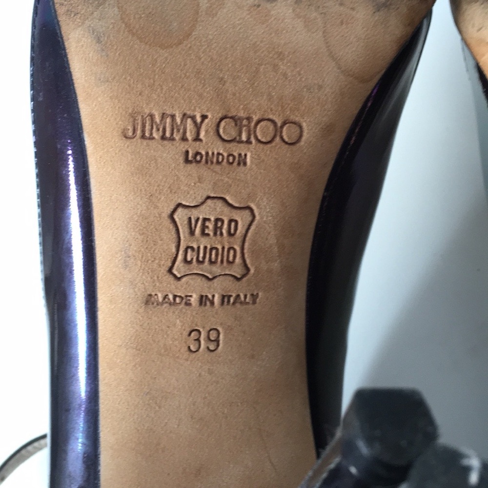 Jimmy Choo Purple / Black Metallic Heels Sandals size 39 - Picture 11 of 16